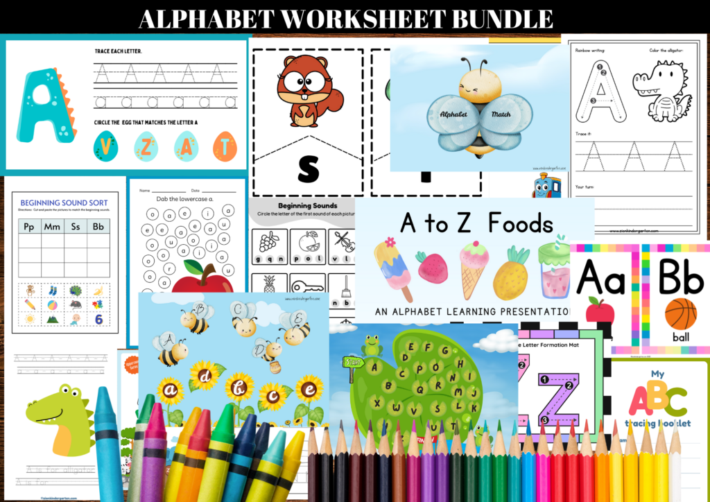 Alphabet Worksheet Bundle- Focused on Tracing with Activities, Games and Presentation